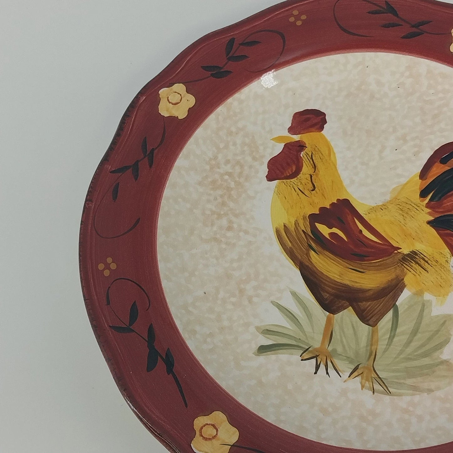 Canterbury Potteries Morning Sunrise Rooster Salad Plate Hand Painted 8.5"
