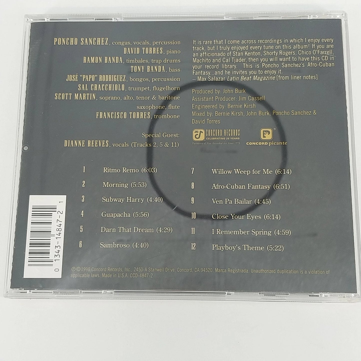 Poncho Sanchez Afro-Cuban Fantasy CD 1992 Dianne Reeves Concord Latin Jazz USA