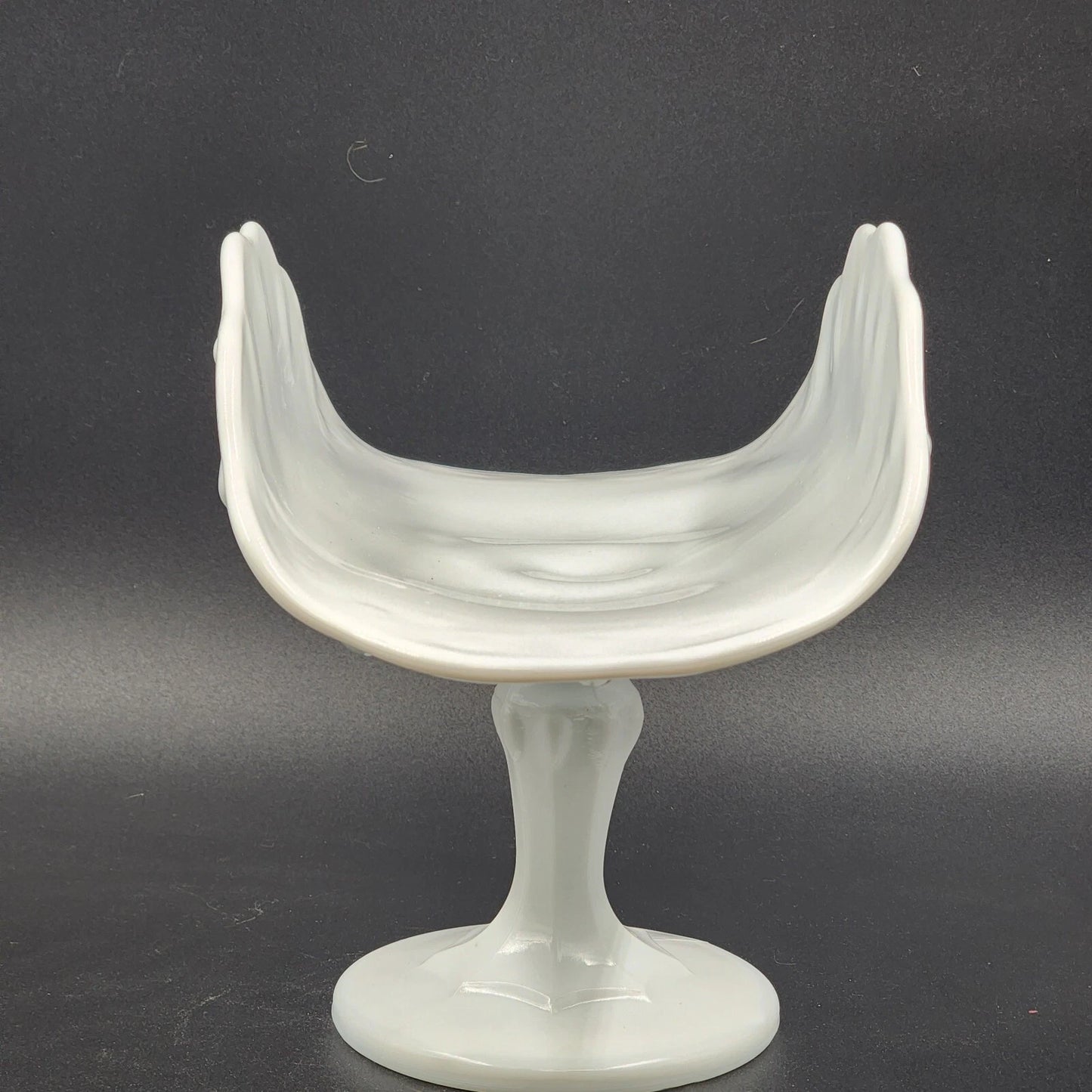 1970s Indiana Milk Glass Teardrop Footed Banana Fruit Bowl 11" Vintage MCM