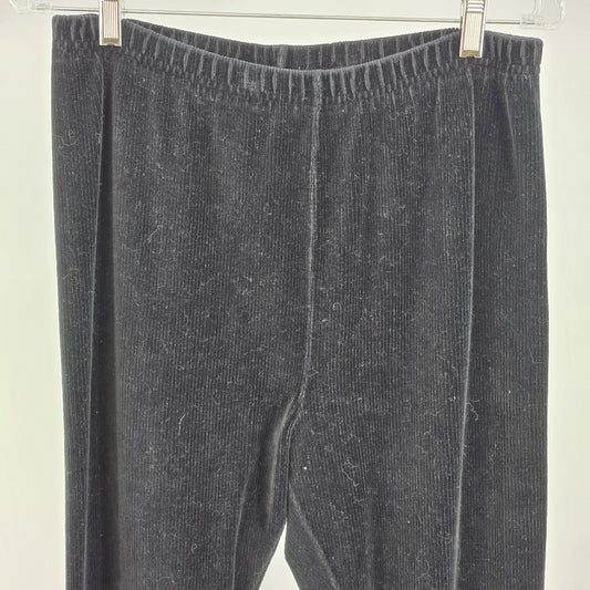 Charter Club Velour Corduroy Gray Wide Leg Stretch Pants Large 75% Cotton Korea