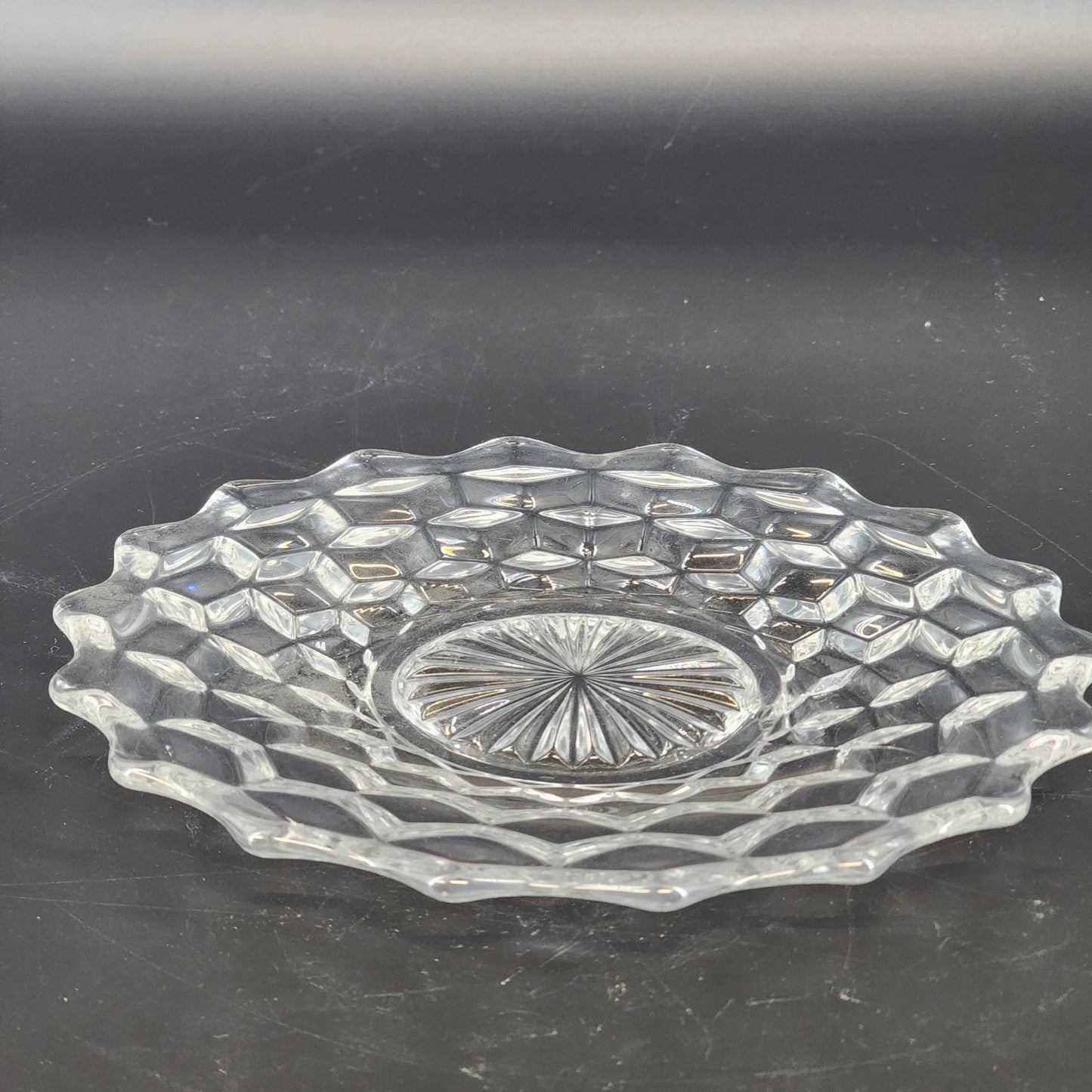 Fostoria American Glass Salad Plate 7.75 Inch Starburst Pattern