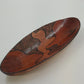 South African Hand Carved Hand Painted Wood Oval Decorative Bowl Abstract 12.5"