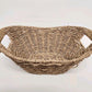 Wicker Basket Oval 11" x 16" Brown Vintage Handles Centerpiece Vanity Vintage