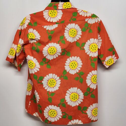 Hawaiian Shirt Men's Orange Colorful SS Button Down Sunflowers Homemade Large?