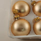 5 Piece Christmas Ornament Glass Krebs Gold Chiffon Crimson Boxed 2.5" Vintage
