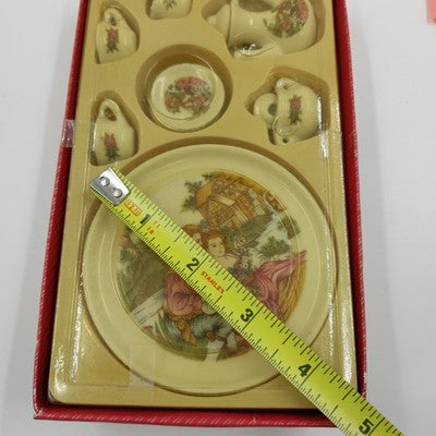 10 Pc Mini White Pink Porcelain Tea Set Kids Toy Collectible Decor