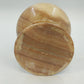 Banded Alabaster Pedestal Candy Dish Lidded Jar Cream Brown Natural Stone 9"