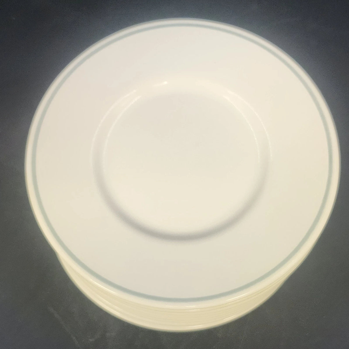 Pfaltzgraff April Bread Plates Set of 8 Blue Rim Ceramic Stoneware 6" USA Vtg