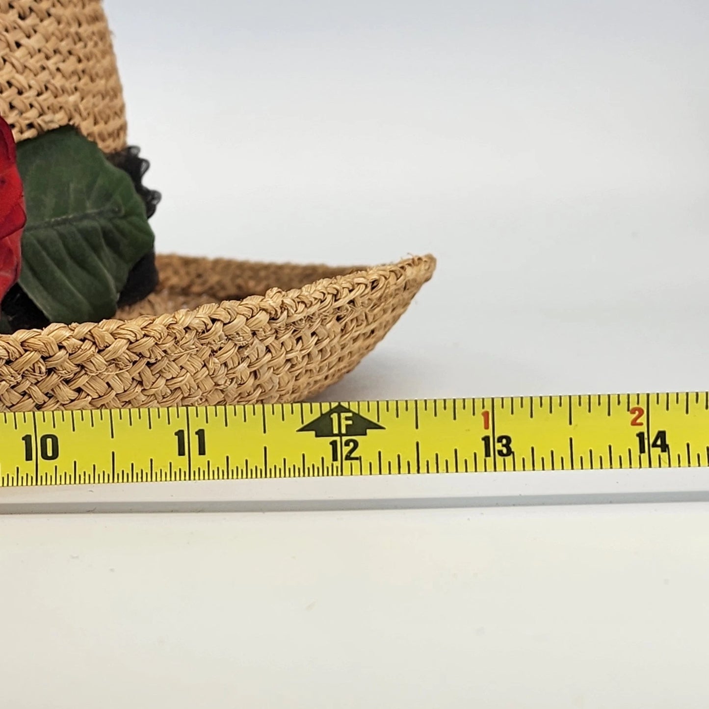 Eric Javits Luxury Squishee Sun Hat Beige Packable Woven Rose Brim Hatpin Vtg