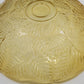 Amber Glass Serving Bowl Embossed Fern Leaf Pattern Scalloped Rim 13" Vintage