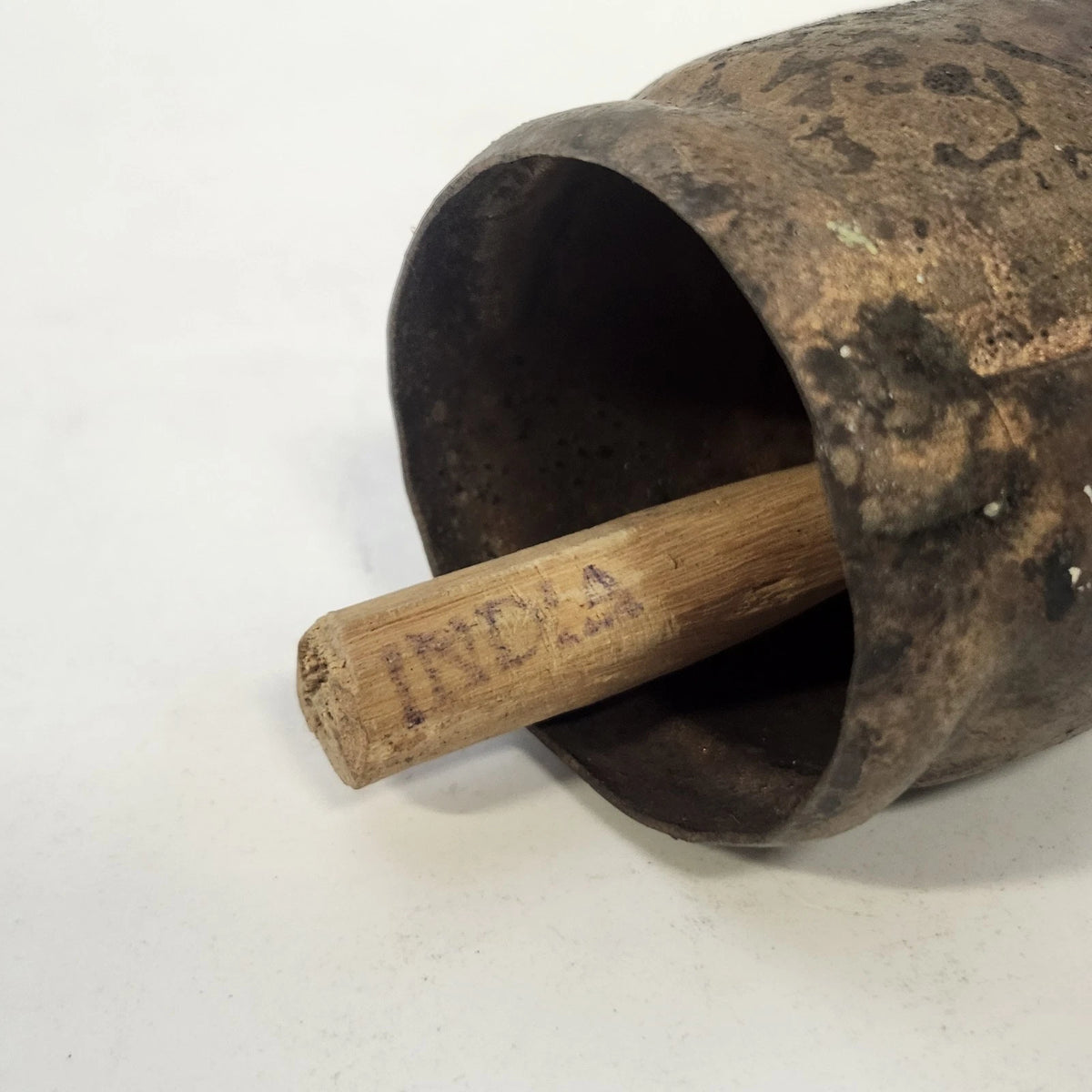 Rustic Metal Cow Bell Wooden Clapper Small Primitive Farmhouse 3" x 2" Vintage