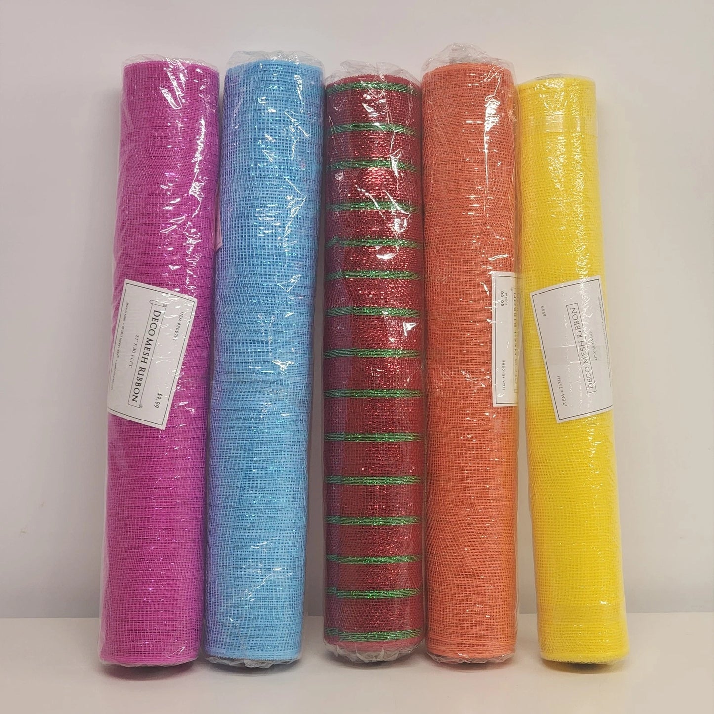 Deco Mesh Ribbon 21 Inch x 30 ft Rolls Set of 5