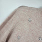 ELLE Women's XL Pink Metallic Knit Sweater Rhinestone Floral Crew Neck