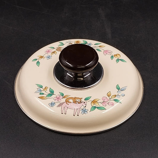 International Heartland Saucepan Lid 6.75" OD Enamelware Pot Cover Black Knob