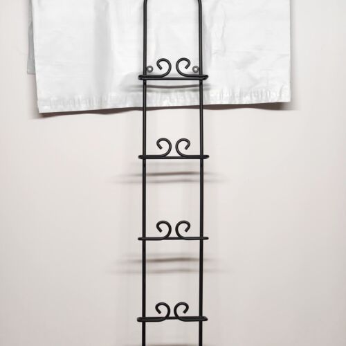 Black Steel Bar Plate Rack Wall Mount Kitchen Vertical Holds 6 Plates 51" Tall