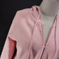 Falls Creek Women's Small Pink Hooded Zip-Up Knit Jacket 100% Cotton Lightweight