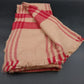Beige Red Plaid Wool Rectangle Scarf 72"x32" Tartan Fringe Wrap Shawl Neckwarmer