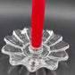 Indiana Glass Holly 3 Pc Clear Candlelamp Set Red Candle Holiday Classics USA