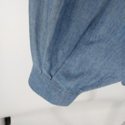 Lizsport Denim Shirt L Pearl Snap Long Sleeve 100% Cotton Blue