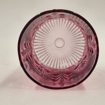 Pilgrim Glass Adams Cranberry Old Fashioned Glass – Engraved Damask Pattern | 3.5" x 4" Vintage Double Tumbler | Elegant Barware