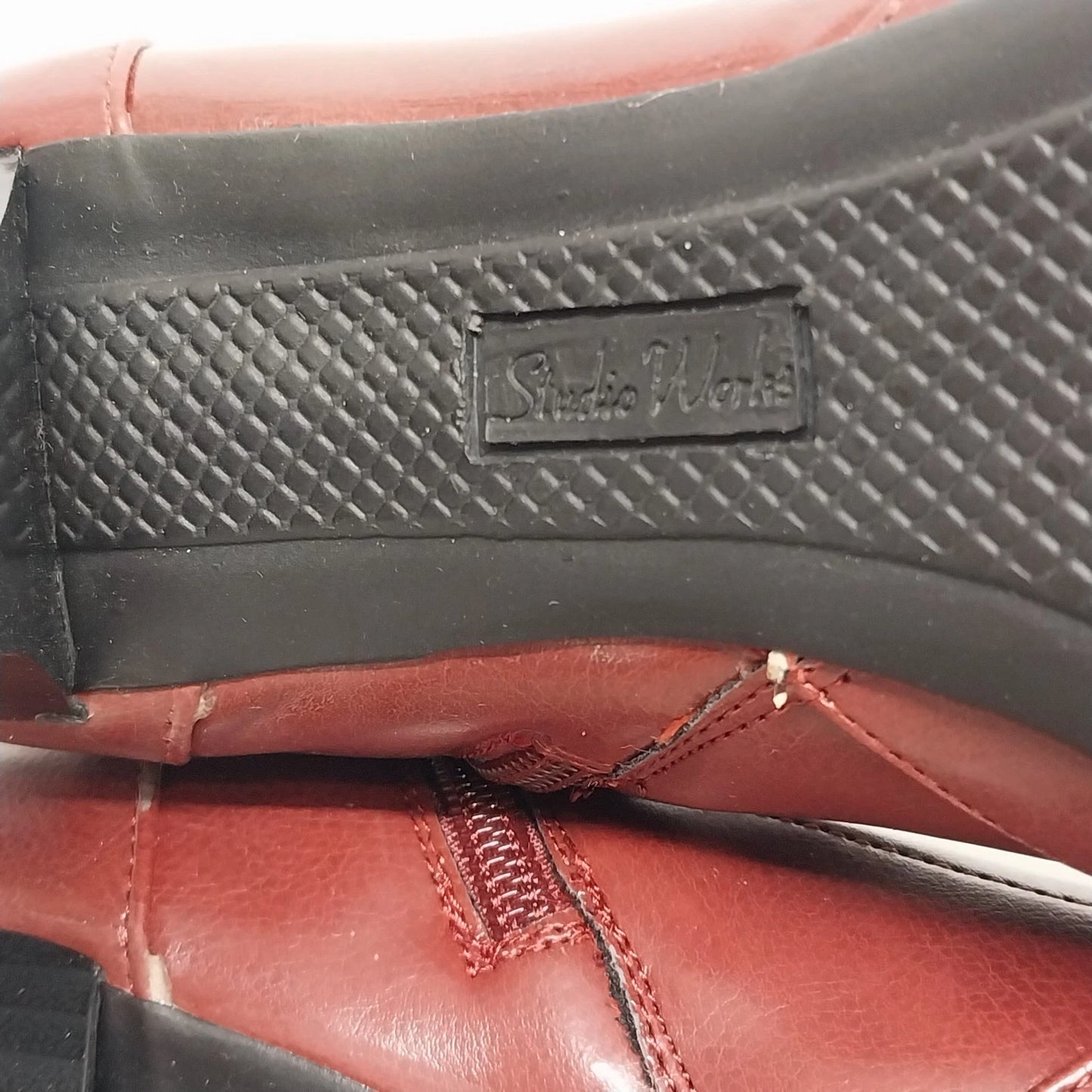 Studio Works Millie Red Leather Ankle Boots Womens 8M Slouchy