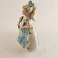 Lefton Southern Belle Girl Figurine Blue Dress Hat Japan 1960 Porcelain 5" #2354