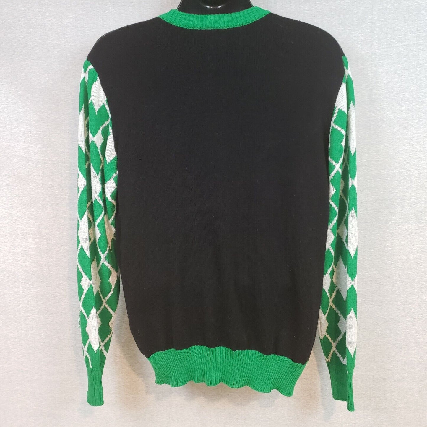 Disney Mickey Mouse Men’s Christmas Sweater L Black Green White Lights NWOT