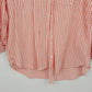 Velvet Heart Women's Peach White Striped Button Down Blouse Roll Tab Sleeve XL