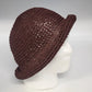 Women's Burgundy Woven Straw Cloche Sun Hat Rolled Brim Open Weave One Size Vtg