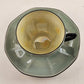 Victoria Czecho-Slovakia Tea Cup and Saucer in Green Multisided Lusterware