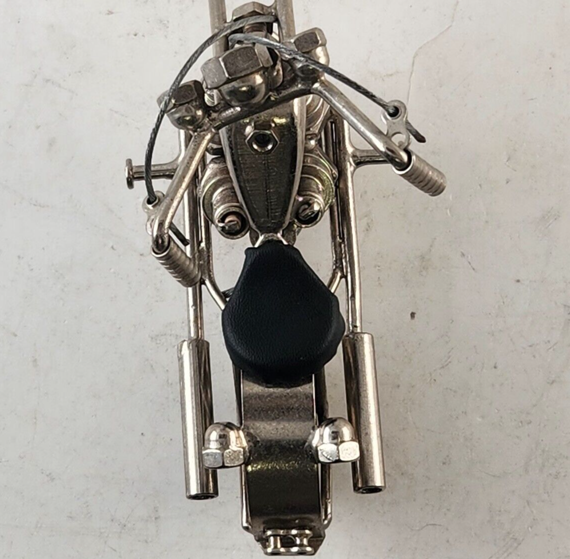 Homemade Chopper Motorcycle Scrap Art Uses Nuts Bolts Bearings Spark Plugs More