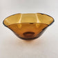 Indiana Glass Amber Salad Chip Bowl Tri Fold Vintage Mid Century Modern 9" x 5"