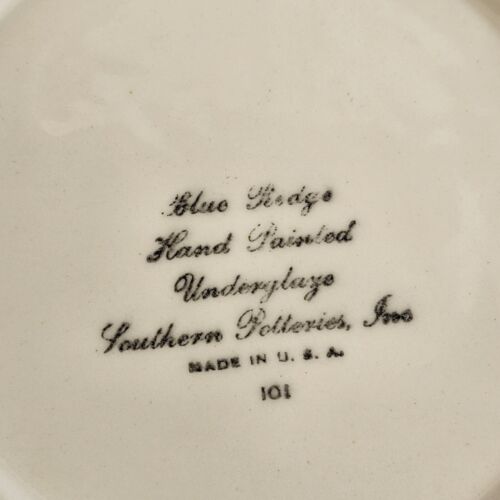 Southern Potteries Blue Ridge Snack Plate Hand Painted 7" Beth Design Vintage