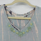 Nature Art by Lynn Yang Beaded Tunic Top Green Floral Women's Small 3/4 Sleeve