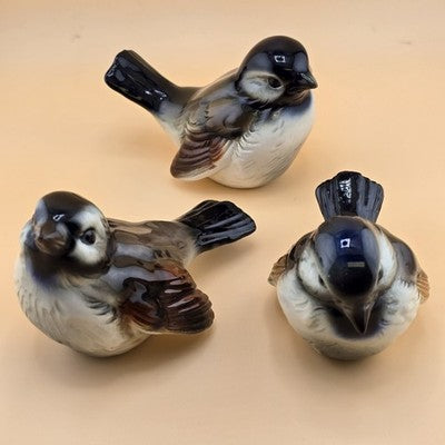 Set of 3 Goebel Sparrow Bird Figurines West Germany CV72 CV73 and CV74 2.75"x4"