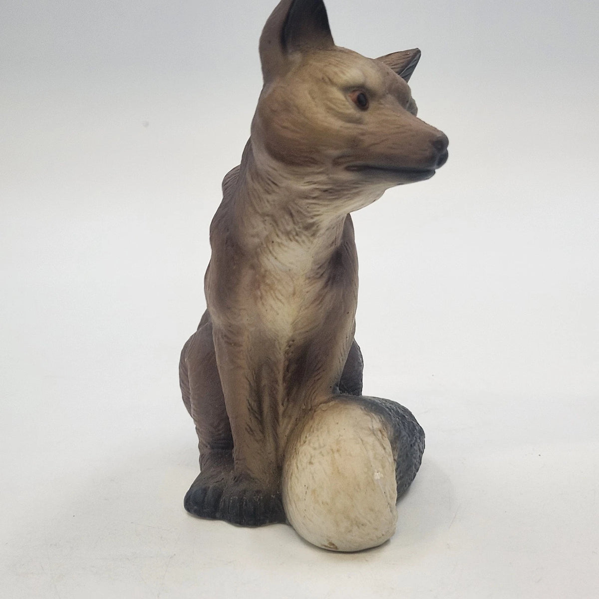 Fox Figurine 5.5" Sitting Brown Cream Bushy Tail Wildlife Animal Rustic Decor