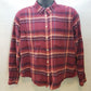 Joe Fresh Women Plaid Shirt Top Red Shades Button Down Long Sleeve Large Pockets