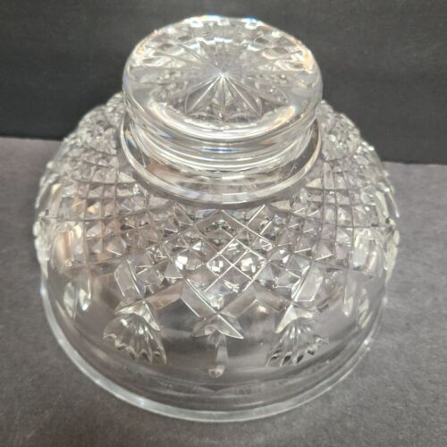 Waterford Crystal Killarney 6" Clear Footed Bowl Crosshatch Fan Pattern EUC