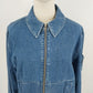 Explore Blue Cotton Denim Zip Jacket Size XL Long Sleeves Pocket on Left Sleeve