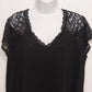 Torrid Women's Black Blouse Top Size 0 Plus Floral Lace Cap V-Neck Short Sleeve