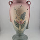 Magnolia Trophy Vase Hull Art Pottery 12.5" Matte Pink Flower Tassel Handle