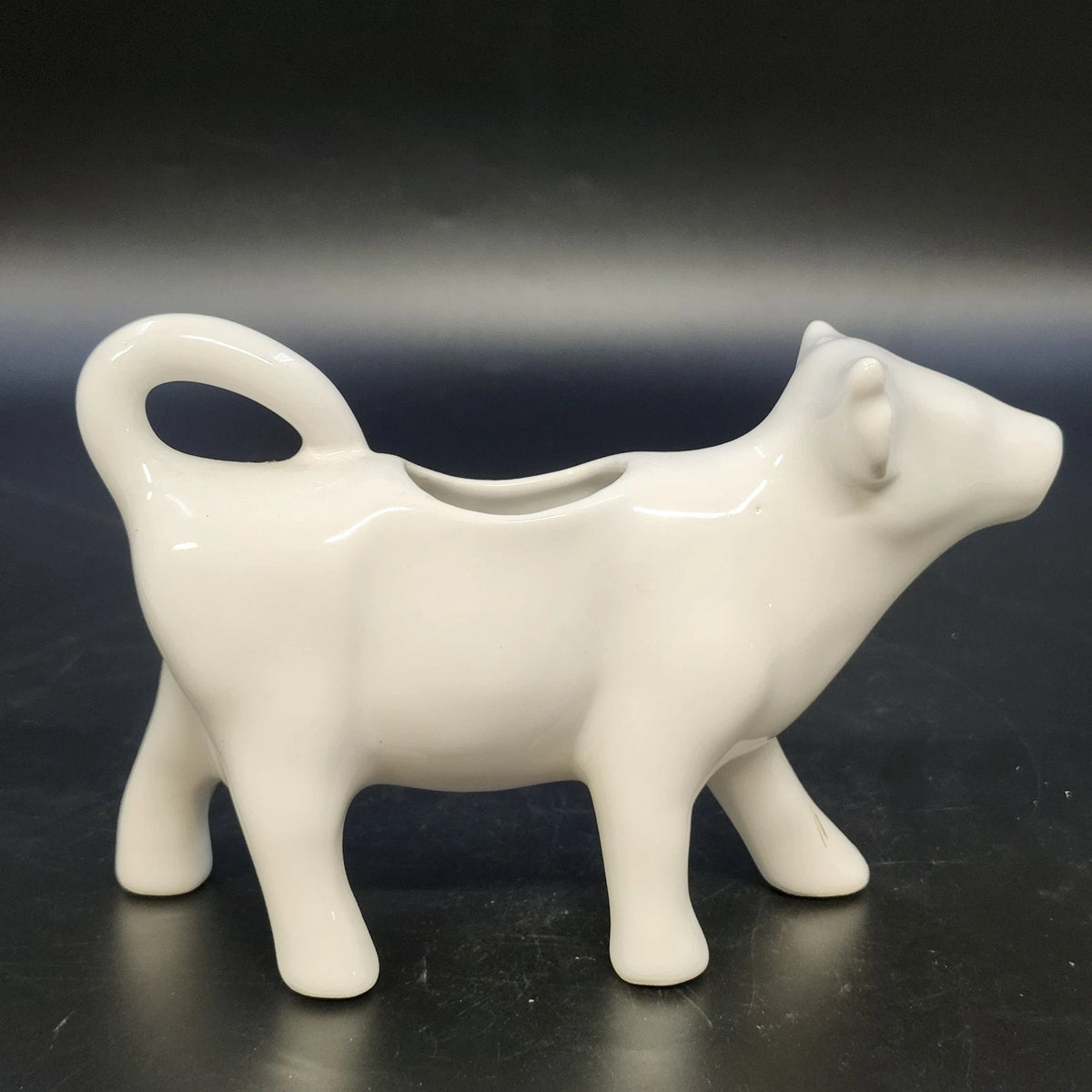 Apilco White Porcelain Cow Creamer Pitcher Figural Milk Pourer Farmhouse 6.5"