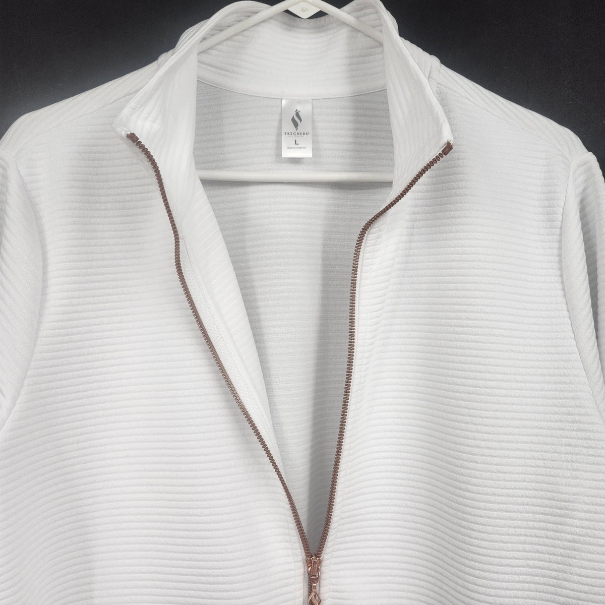 Skechers Go Walk Everywhere Women's Large White Full Zip Jacket 27" Mock Neck