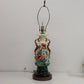 Hand Painted Urn Table Lamp Floral Pansy Gold Trim 30 Inch Vintage