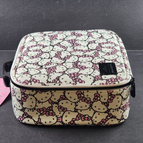 Hello Kitty Vanity White Cosmetic Bag Case Multi Compartment Sanrio NWT China