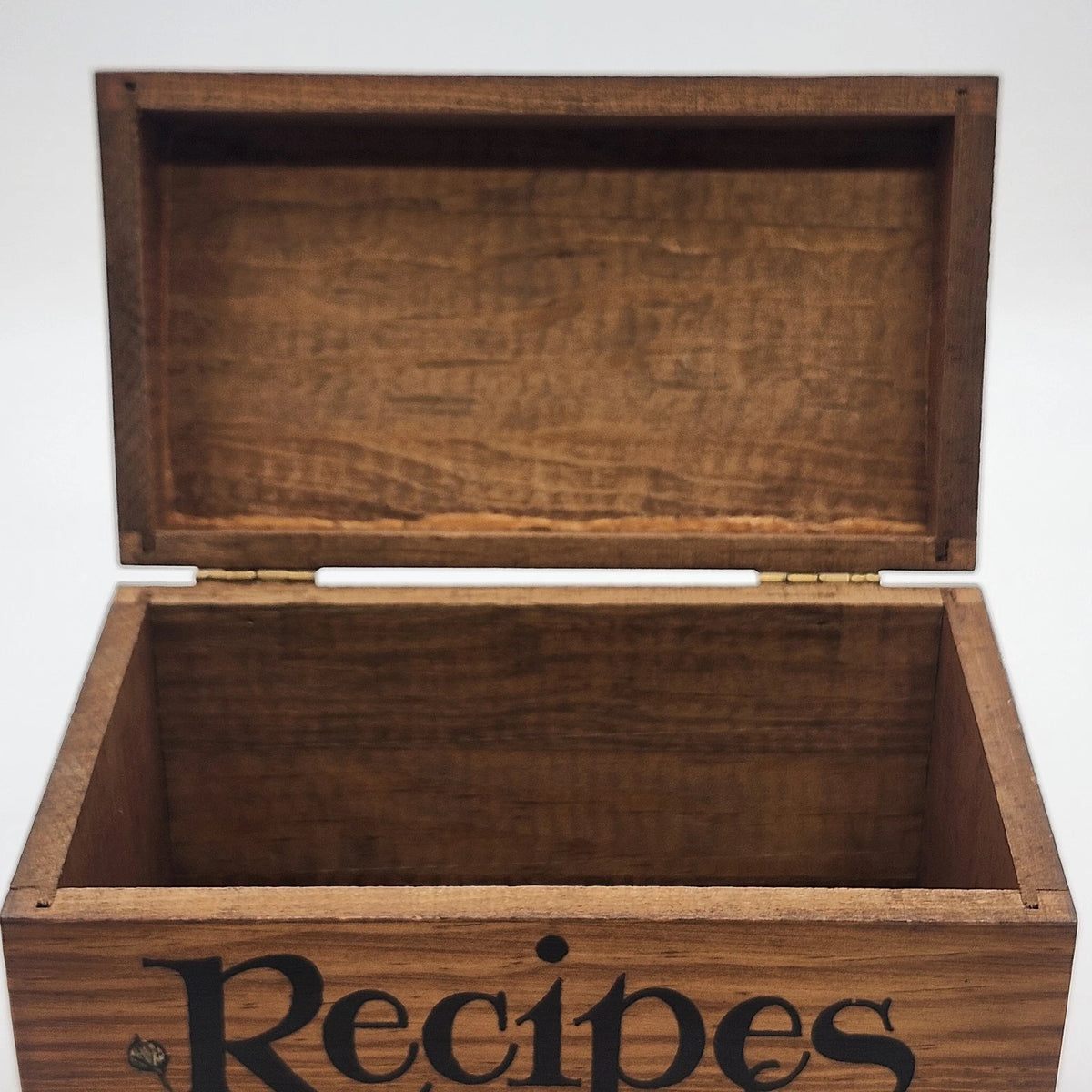 Wooden Recipe Box Floral Hinged Lid Recipe Card Holder Country Decor 7" x 4" x5"