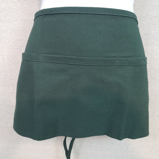 Medium Green Waist Server Apron 3 Pockets Poly/Cotton 11"L x 23" Fame Fabrics F9