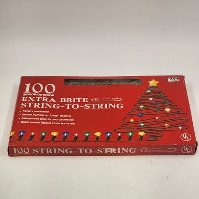 Fabri-Centers 100 Clear Mini Christmas Lights Super Bright String to String NIB