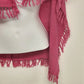Glentex Pink Rebozo Scarf Handwoven Cotton Fringe 28x28