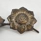 Metal Sunflower Salt & Pepper Shakers Set Flat Lay Twist Bottom Floral Tarnish